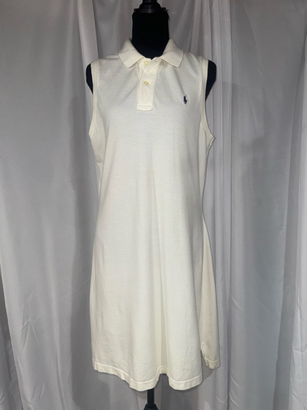 Ralph Lauren Cream Sleeveless Polo Mini Dress with Navy Pony